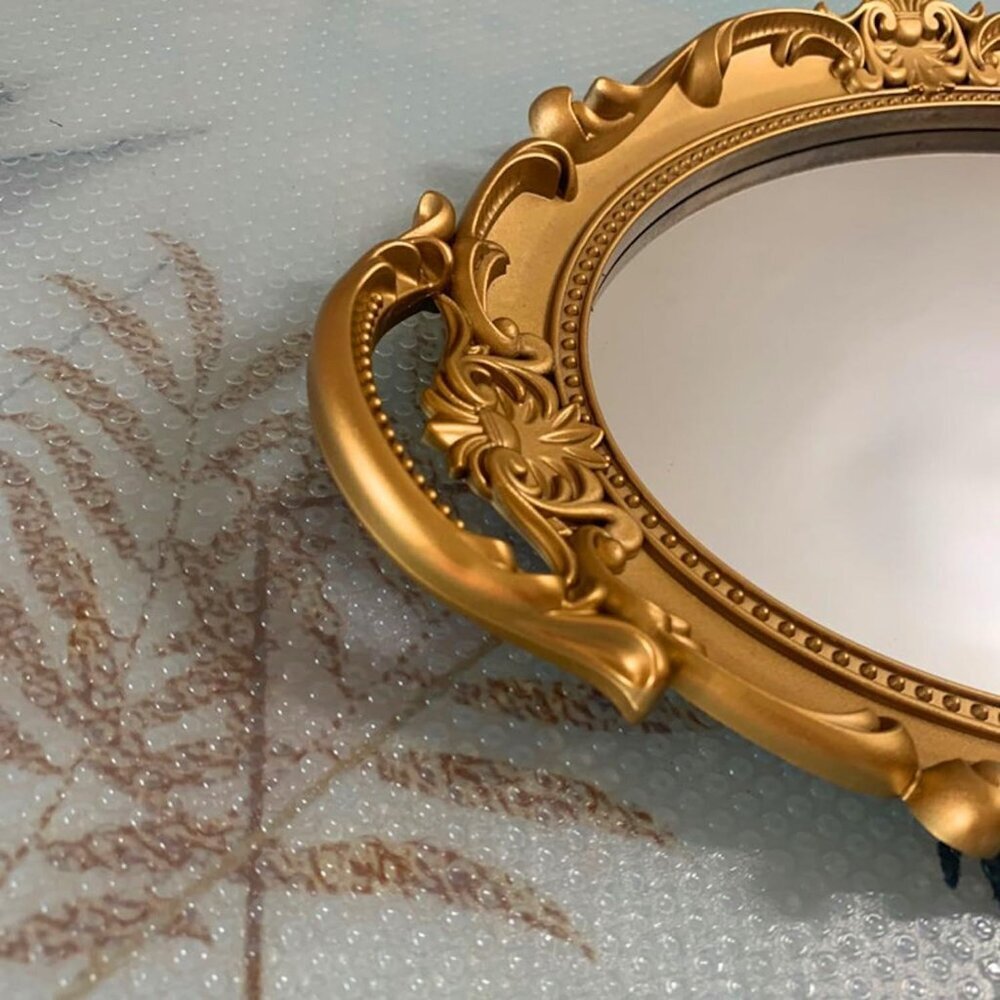 Vintage Mirror Tray Gold Framed Wall Mirror- Antique Decor for Home & Baroque Ro - Picture 5 of 9